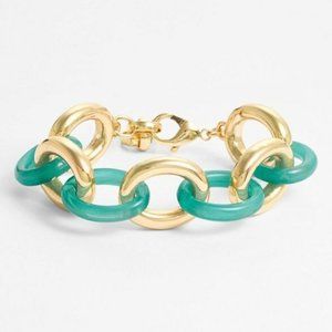 Lee x Lee Angel Lee by Lee Angel 'Signature' Mixed Media Link Bracelet GREEN NWT